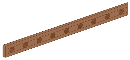 ALPHA 630 UNIVERSAL copper busbar L1300 mm 20 x 5 mm drilled with thread