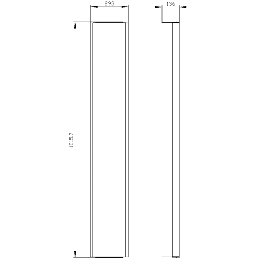 Cover frame for recessed stay installation H1800 W250 mm sheet steel
