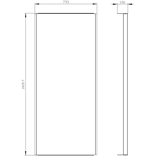 Cover frame for recessed stay installation H1800 W750 mm sheet steel