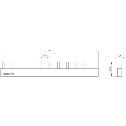 Pin busbar 10 mm2 connection 3phase 8x phase fingersafe