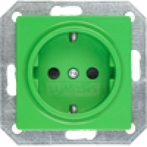 DELTA isystem SCHUKO socket outlet with increased touch protection green