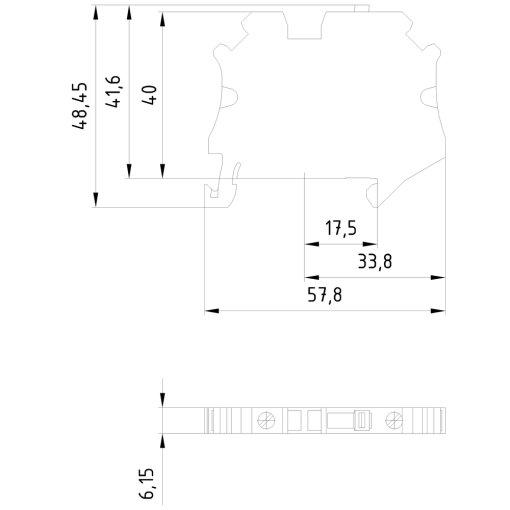 Isolating blade terminal with screw connection terminal size 40 mm2 termina