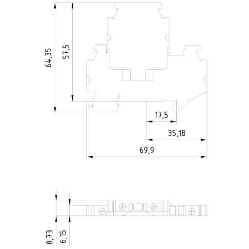 Twotier terminal with screw connection terminal size 40 mm2 terminal width
