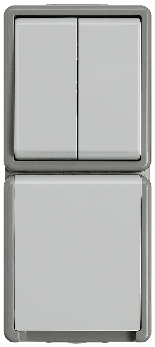 DELTA fläche IP44 surfacem combination of twocircuit switch and socket out
