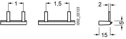 Pin busbar 1phaseAUX 1016 mm long with touch protection 18 mm2