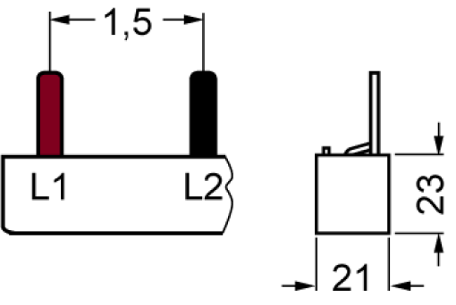 Pin busbar 2phase 1016 mm long with touch protection 25 mm2 without end caps