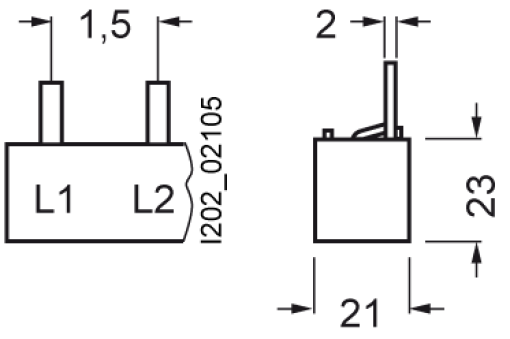 Pin busbar 2phase 1016 mm long with touch protection 25 mm2 without end caps