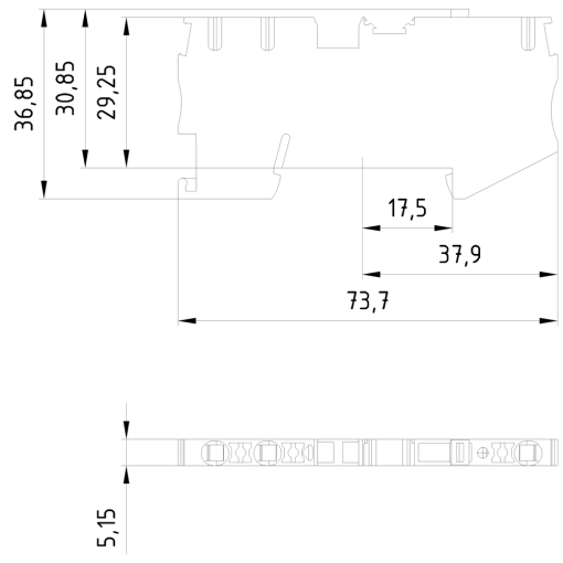 iPo terminals isolating blade terminal 25 mm2 3 connections