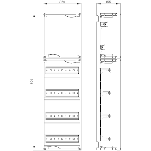 ALPHA 400 rapid mounting kit H900 W250 2 terminal blocks 4 rows REG