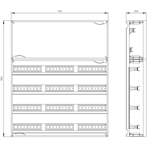 ALPHA 400 rapid mounting kit H900 W750 2 terminal blocks 4 rows REG
