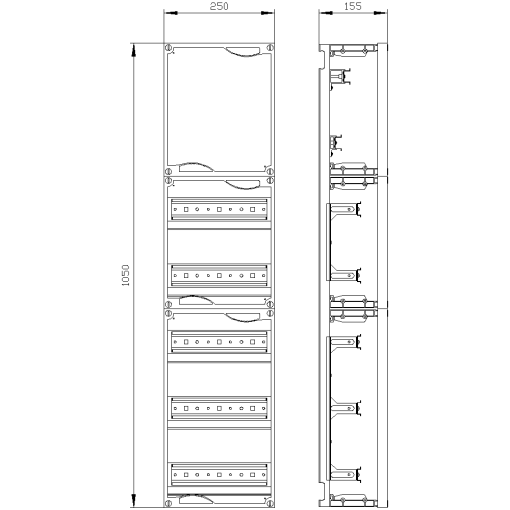 ALPHA 400 rapid mounting kit H1050 W250 2 terminal blocks 5 rows REG