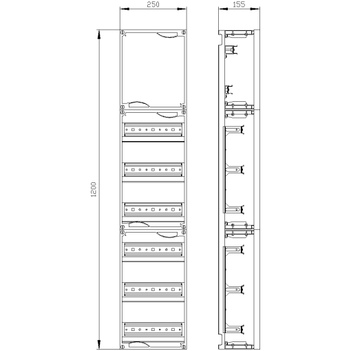 ALPHA 400 rapid mounting kit H1200 W250 2 terminal blocks 6 rows REG