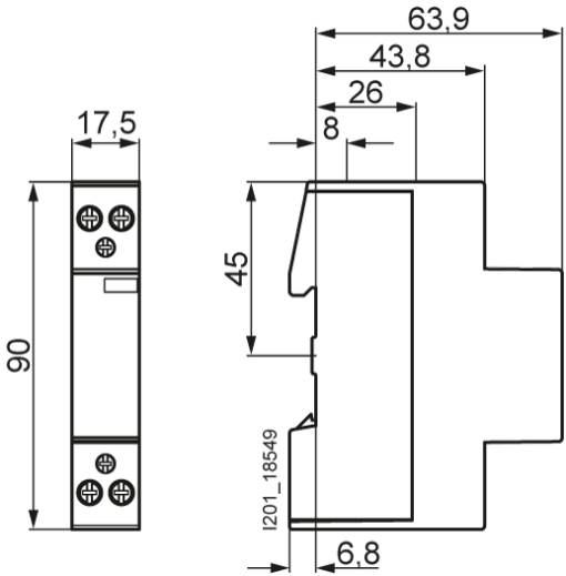 Insta contactor with 1 NO contact and 1 NC contact contact for 230 V AC 400