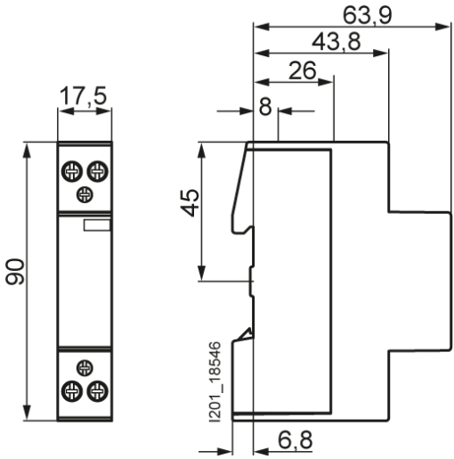 Insta contactor with 2 NC contacts contact for 230 V AC 400 V 20 A control 