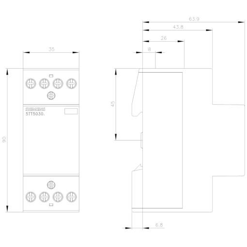 INSTA contactor with 4 NO contacts contact for 230V 400V AC 25A activati