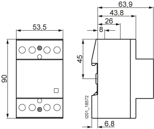 INSTA contactor with 4 NO contacts contact for 230V 400V AC 40A activati