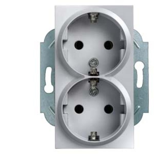 DELTA miro SCHUKO double socket outlet insert with incr touch protection al