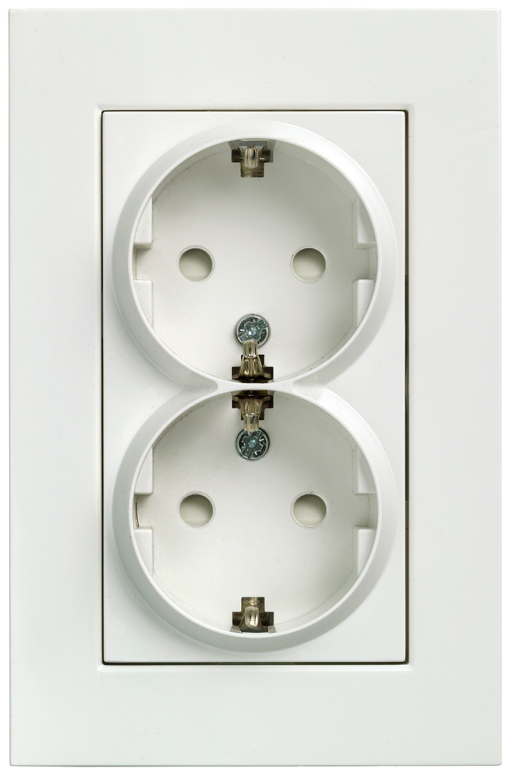 DELTA miro SCHUKO double socket outlet with incr touch protection titanium 
