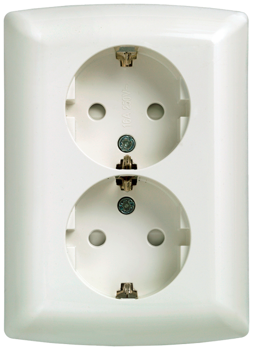 DELTA isystem SCHUKO double socket outlet with incr touch protection titan