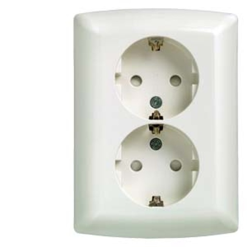 DELTA isystem SCHUKO double socket outlet with incr touch protection titan