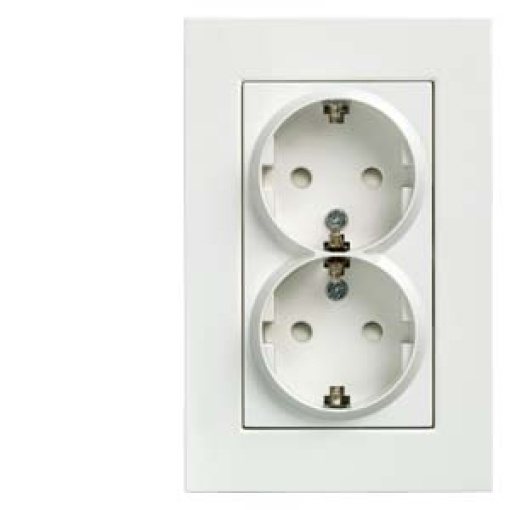 DELTA miro SCHUKO double socket outlet with incr touch protection titanium 