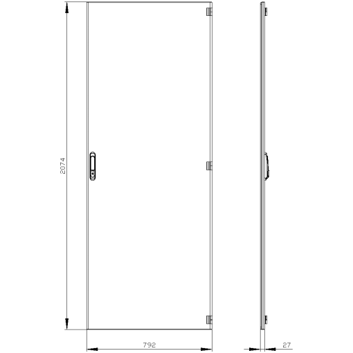 SIVACON door right IP55 H 2200 mm W 800 mm protection class 1