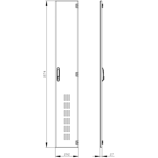 SIVACON door right ventilated IP20 H 2000 mm W 300 mm protection class 1