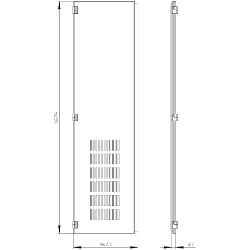 SIVACON door half left openings IP20 H 1800 mm W 450 mm protection cl