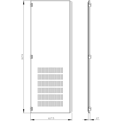 SIVACON door half left openings IP20 H 1800 mm W 600 mm protection cl