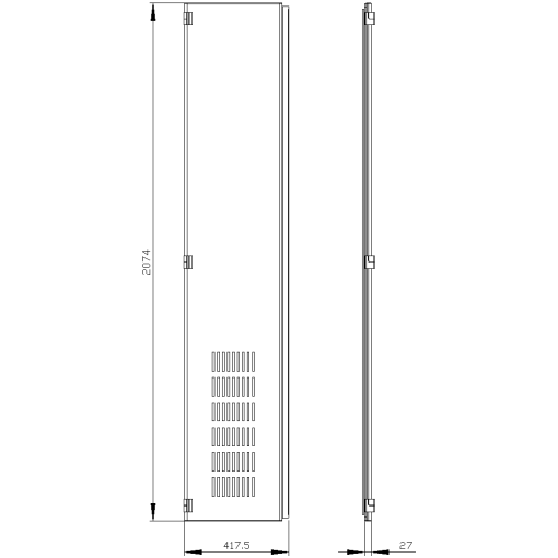 SIVACON door half left openings IP20 H 2200 mm W 400 mm protection cl
