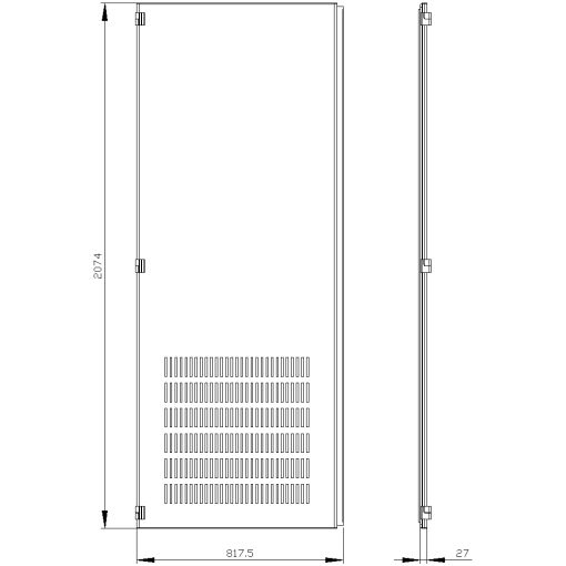 SIVACON door half left openings IP20 H 2200 mm W 800 mm protection cl