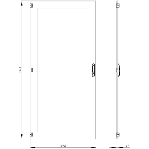 SIVACON door left window IP55 H 2000 mm W 900 mm protection class 1