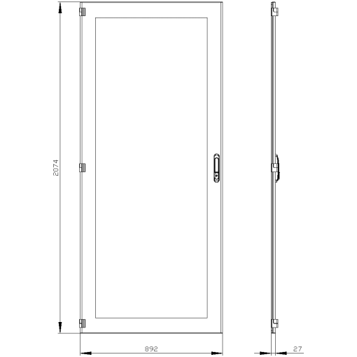 SIVACON door left window IP55 H 2200 mm W 900 mm protection class 1