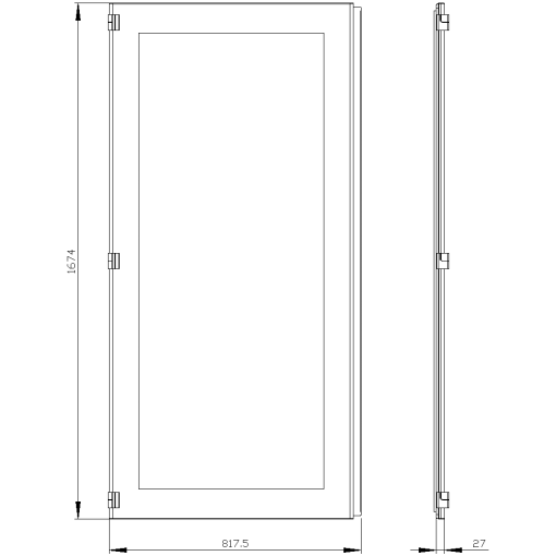 SIVACON door half left window IP55 H 1800 mm W 800 mm protection class 1
