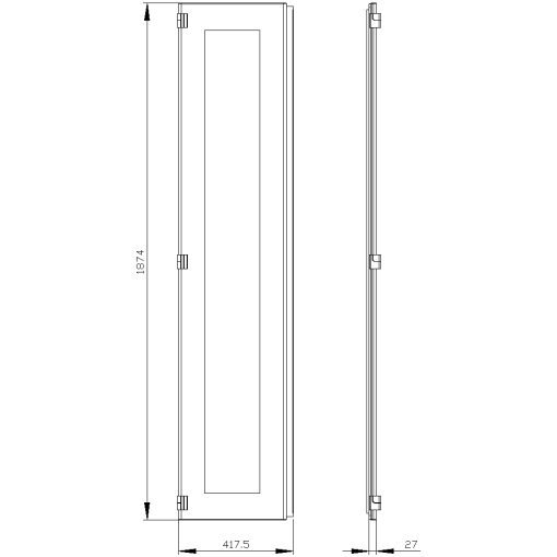 SIVACON door half left window IP55 H 2000 mm W 400 mm protection class 1