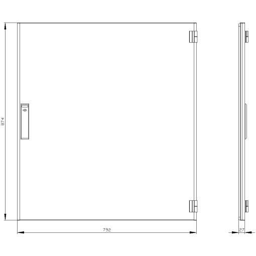 SIVACON compartment door right IP40 H 900 mm W 800 mm protection class 1