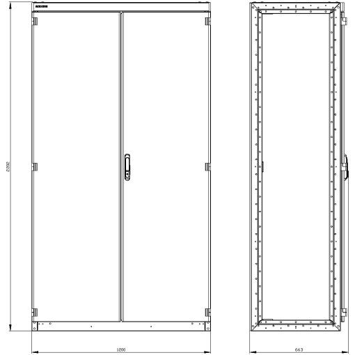SIVACON switchgear cabinet empty enclosure without side panels acc to IEC