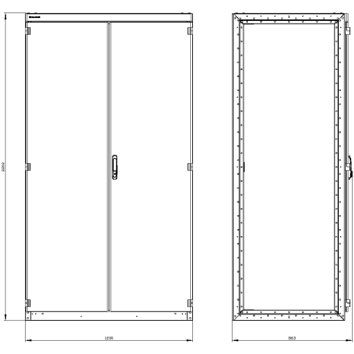 SIVACON switchgear cabinet empty enclosure without side panels acc to IEC