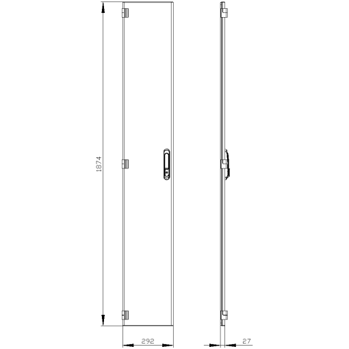 SIVACON door left EMC IP40 H 2000 mm W 300 mm protection class 1