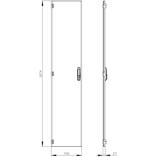 SIVACON door left EMC IP40 H 2000 mm W 400 mm protection class 1