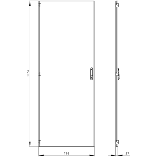 SIVACON door left EMC IP40 H 2200 mm W 800 mm protection class 1