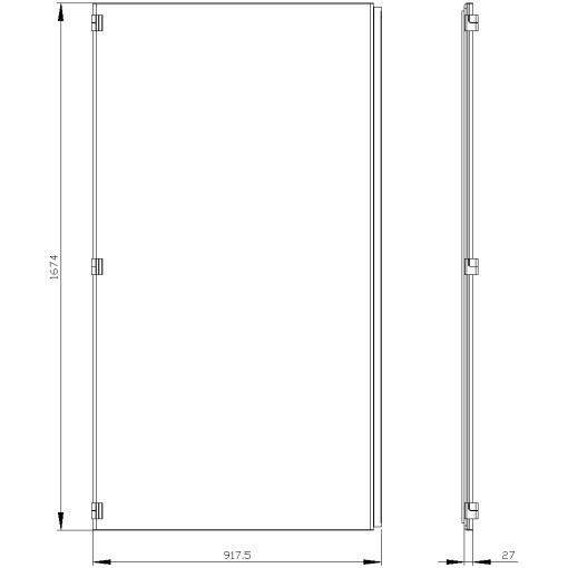 SIVACON door half left EMC IP40 H 1800 mm W 900 mm protection class 1