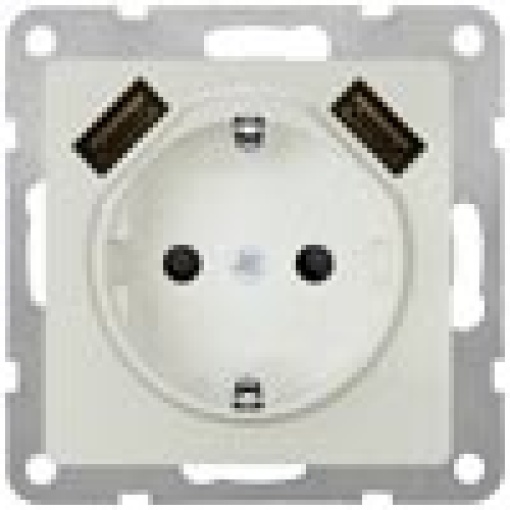 DELTA isystem SCHUKO socket outlet with double USB charger titanium white