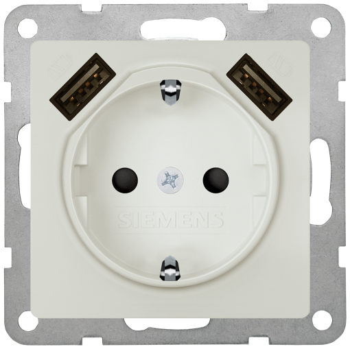 DELTA isystem SCHUKO socket outlet with double USB charger titanium white