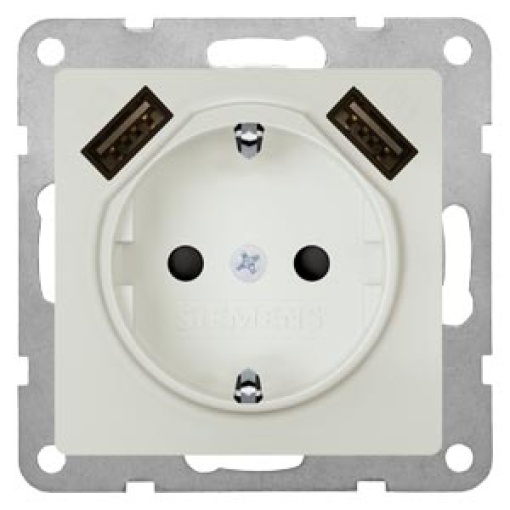 DELTA isystem SCHUKO socket outlet with double USB charger titanium white