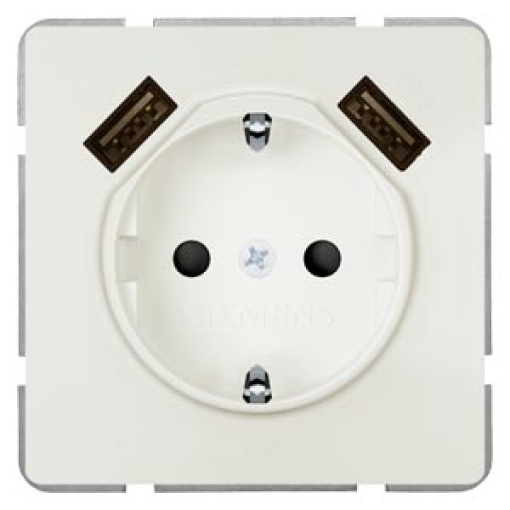 DELTA style SCHUKO socket outlet with double USB charger titanium white