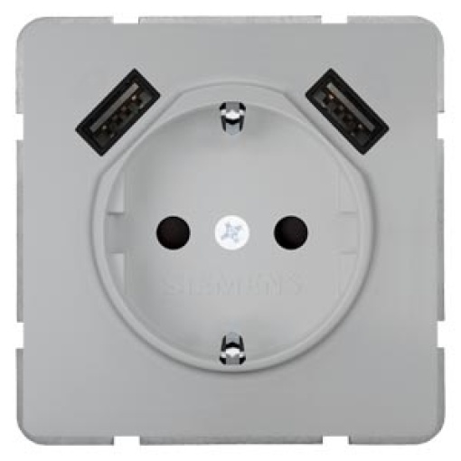 DELTA style SCHUKO socket outlet with double USB charger platinum metallic