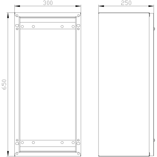 SK1 marshaling box IP55 H650 W300 D250 screwed front plate