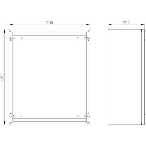 SK1 marshaling box IP55 H650 W550 D250 screwed front plate