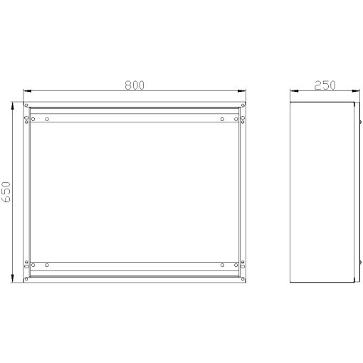 SK1 marshaling box IP55 H650 W800 D250 screwed front plate